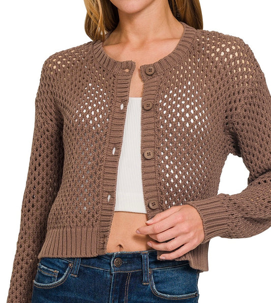 Brown Crochet Cardigan