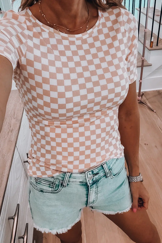 Pink Checker Top