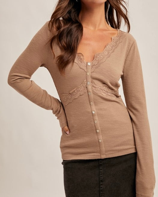 Lace Ribbed Top