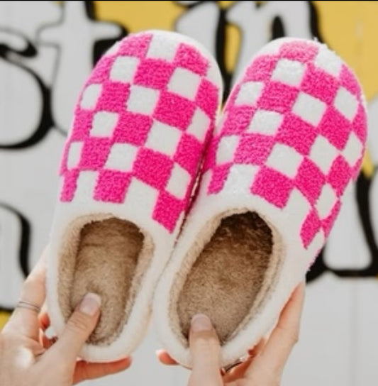 Pink Checker Slippers