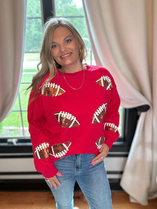 Oversized Football Sequin Sweatshirt