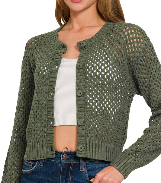 Olive Crochet Cardigan