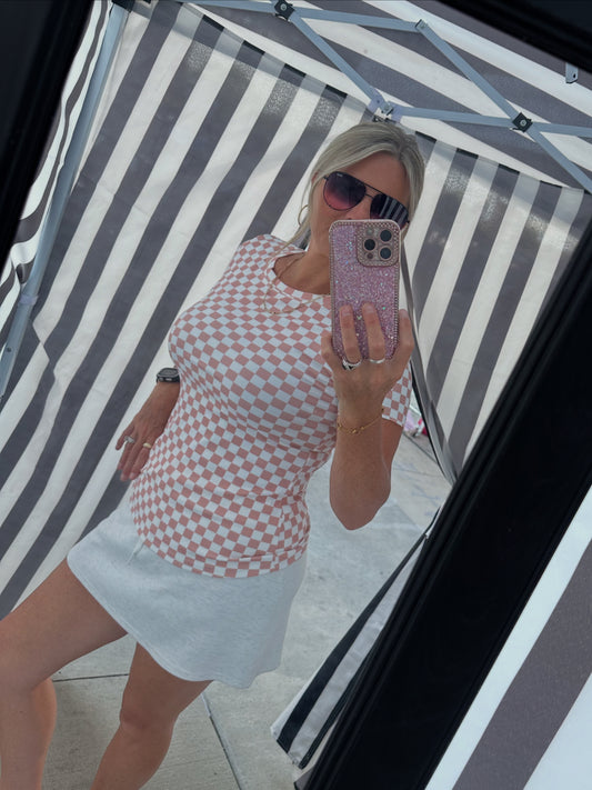 Pink Checker Top