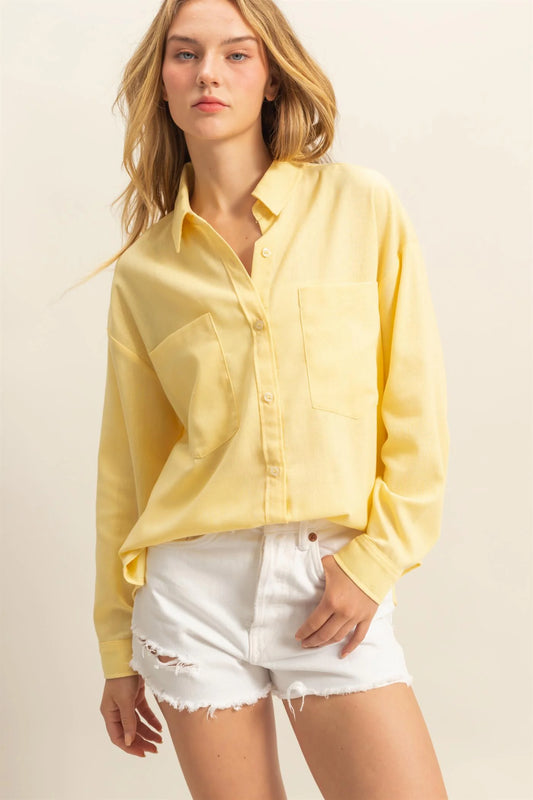 Yellow Button Up Top