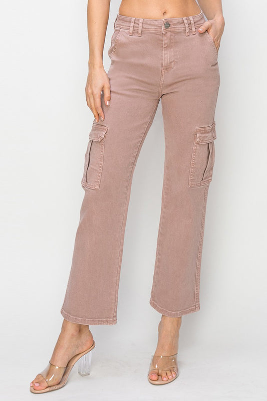 Risen Mauve High Rise Cargo Pants