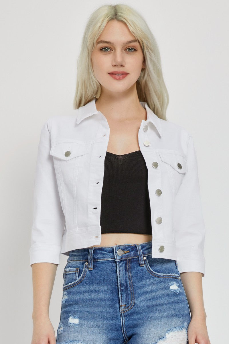 White Crop Jean Jacket